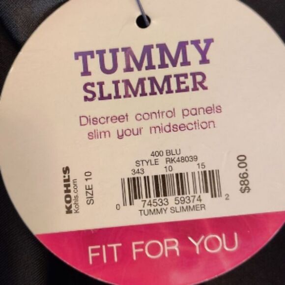 Croft & Barrow Black Purple Tropical One Piece Slimming Swimsuit Size 10 NWT - Picture 10 of 10